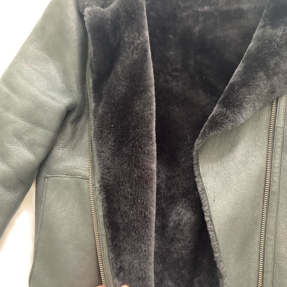 Black Leather Reversable Fur Moto Shearling Jacket Penny Lane - Picture 5 of 5